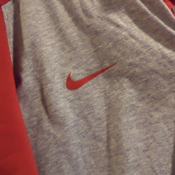 NIKE Dri-Fit Baseball SHORT SLEEVE SHIRT - 3 BUTTON CLOSURE - Grey + Red   Large - Picture 6 of 11
